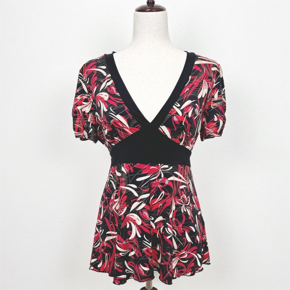 Vtg 90s Byer California B Wear Top‎ Womens XL Red Babydoll Empire Waist Retro